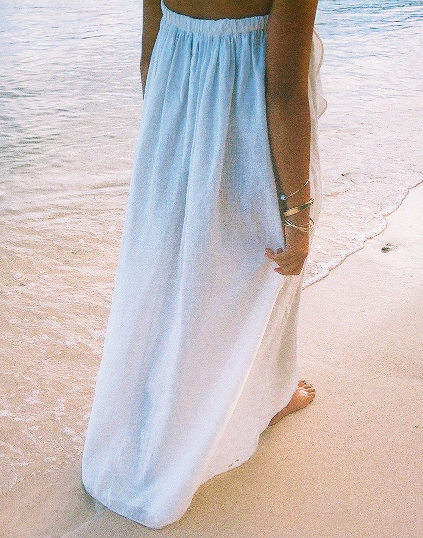 001 Cocoon Strapless Linen Dress