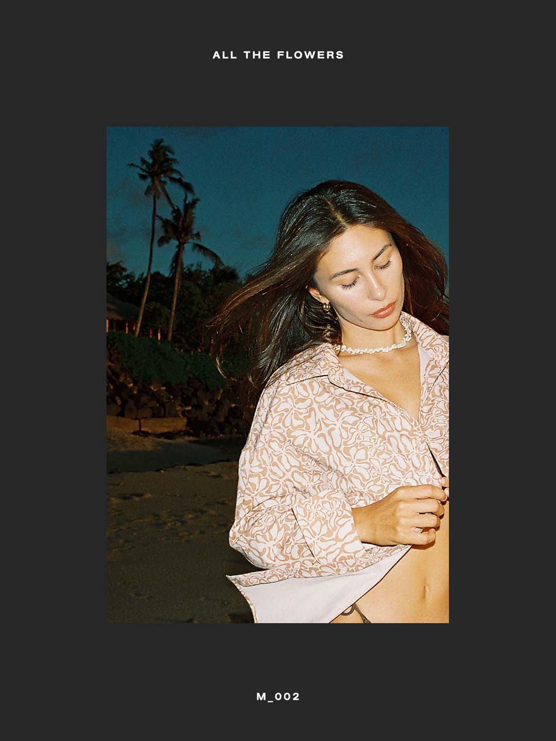 002 Poplin Floral Print Top in Sand
