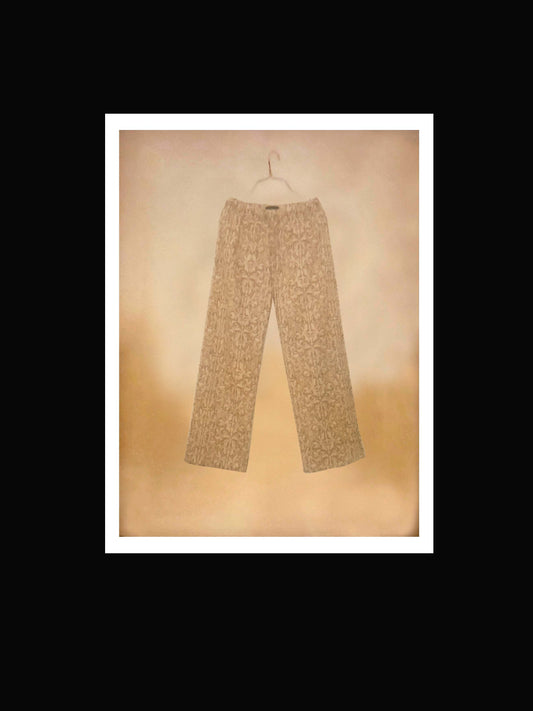 002_Poplin Floral Print Lounge Pants in Sand