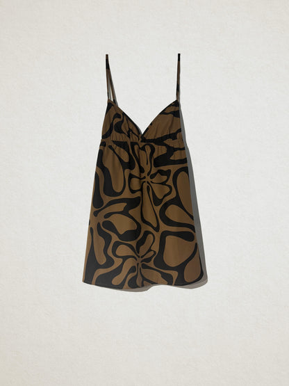002 Poplin Floral Print Dress in Moss
