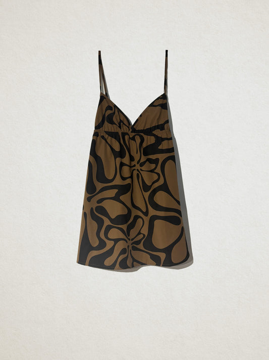 002 Poplin Floral Print Dress in Moss