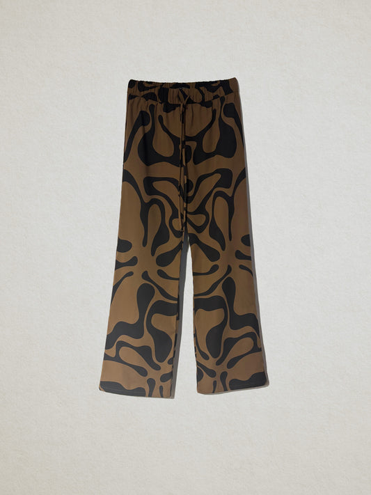 002_Poplin Floral Print Lounge Pants in Moss