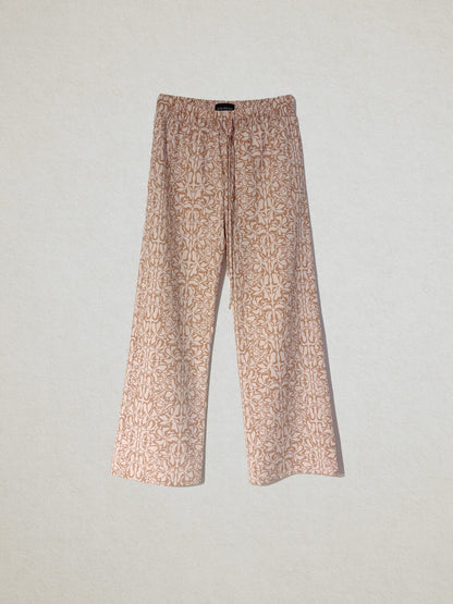 002 Poplin Floral Print Lounge Pants in Sand