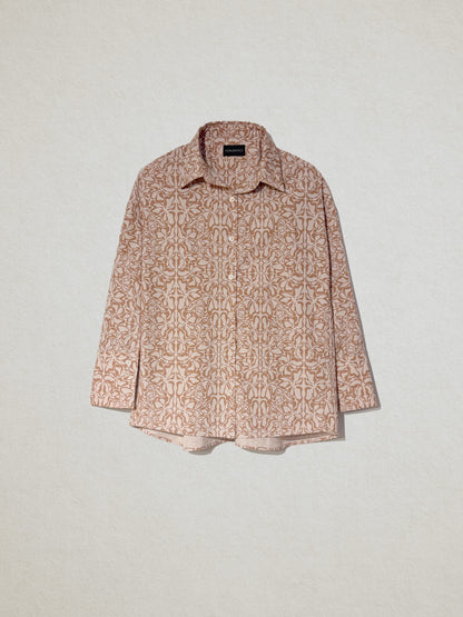002 Poplin Floral Print Top in Sand