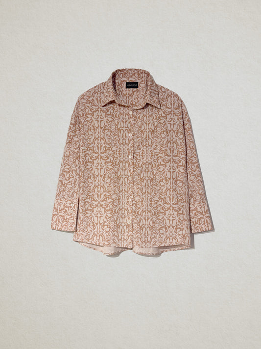 002_Poplin Floral Print Top in Sand
